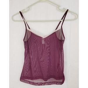 Vintage J.Crew maroon sheer mesh lace trim cami size small Coquette Whimsigoth